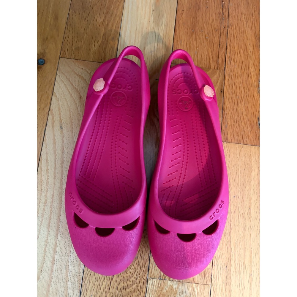 Crocs Jayna Ballet Flats Womens 10  Pink Raspberry Slingback Comfort